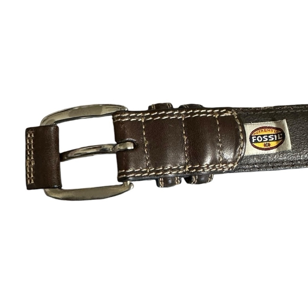 Fossil- Dark Brown 100% Leather Belt- Size 34/35 - Picture 5 of 7